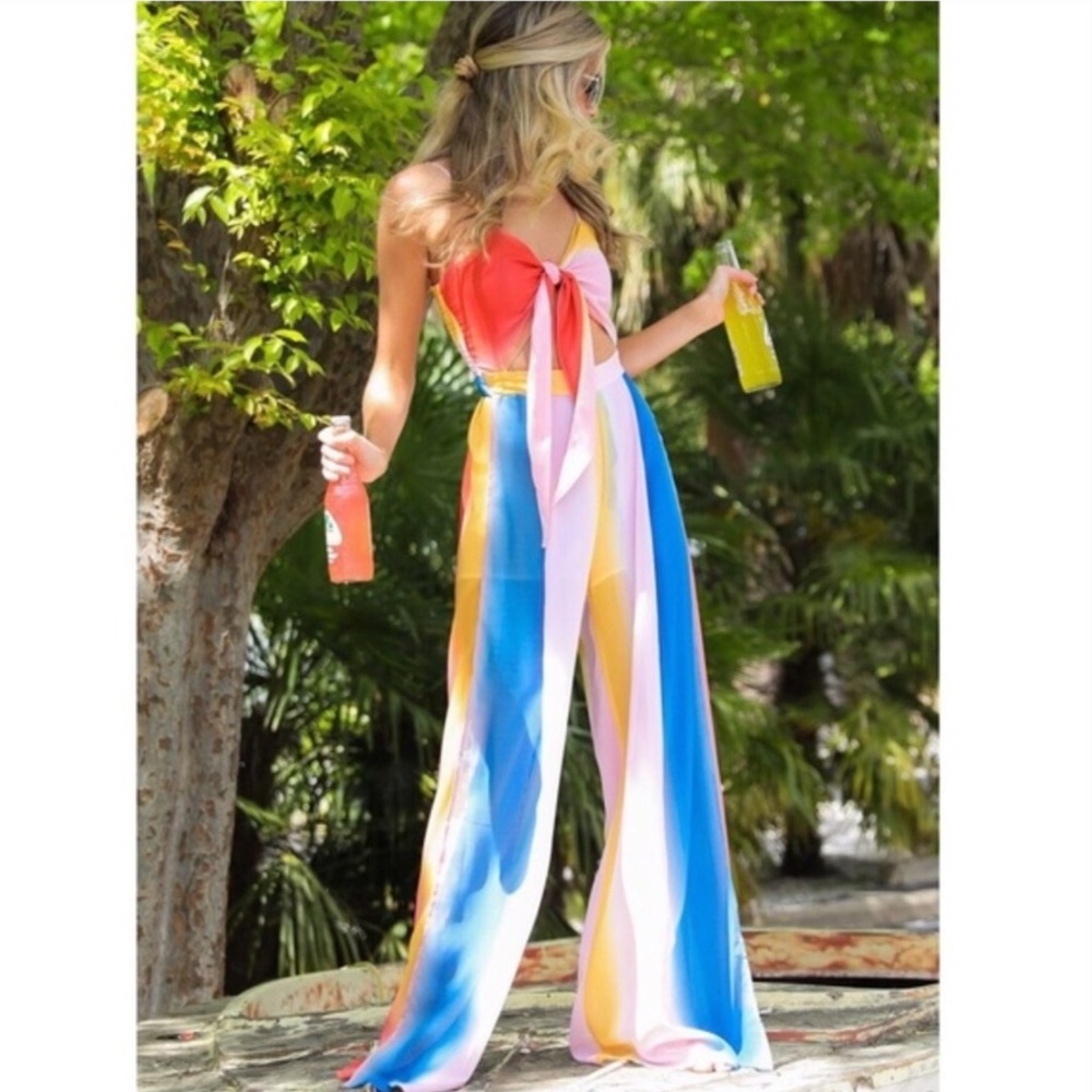 L’ATISTE Follow the Rainbow Tie Front Jumpsuit S